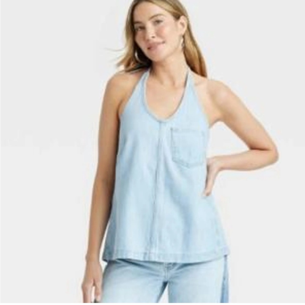 NWT Universal Thread Backless Denim Halter